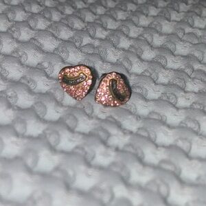 Juicy Couture Heart-Shaped Pink Pave Stud Earrings
